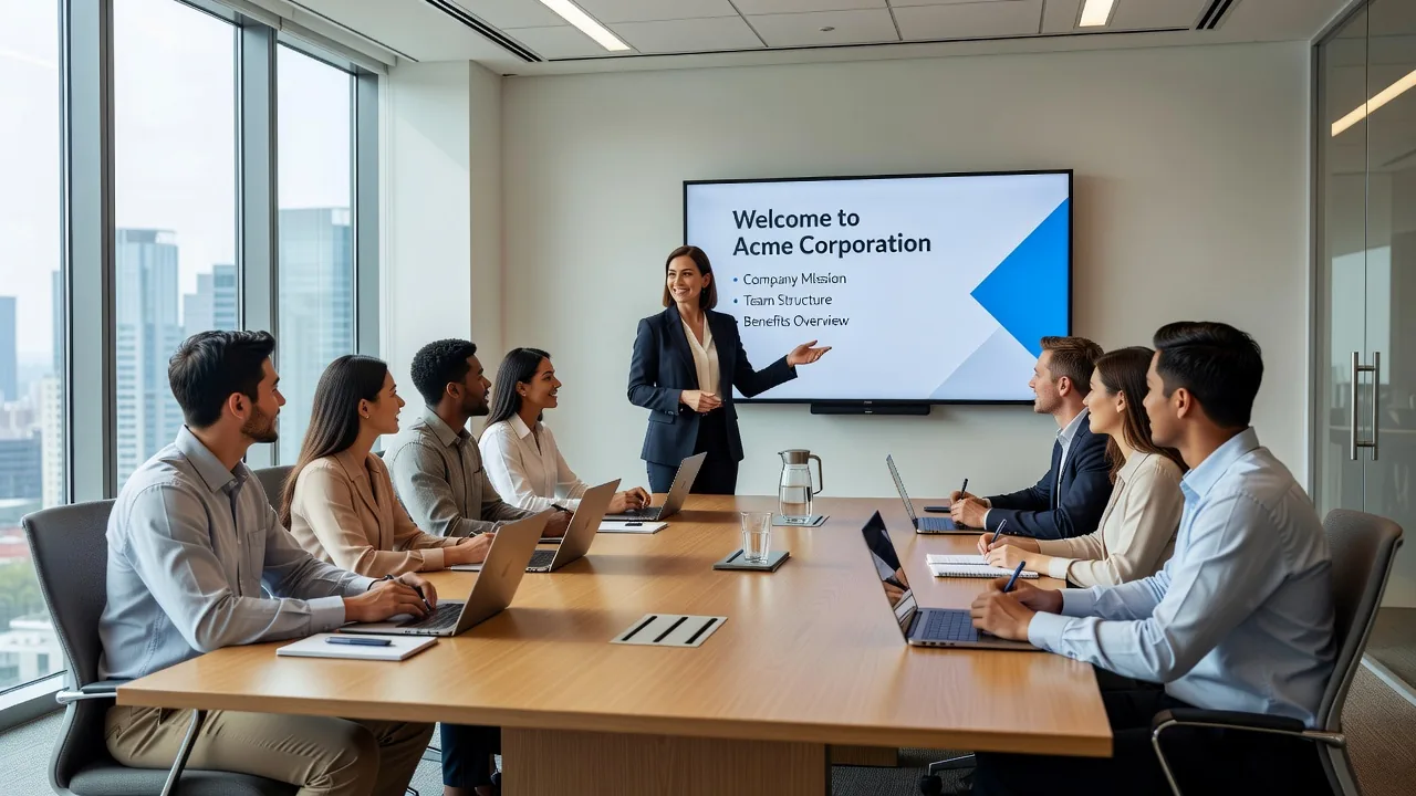 Corporate onboarding session with precise performance metrics